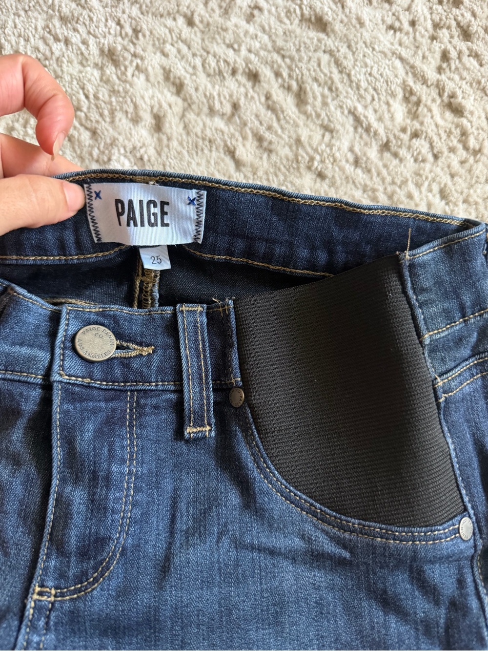 PAIGE Dark Blue Stretch Waistband Jeggings
